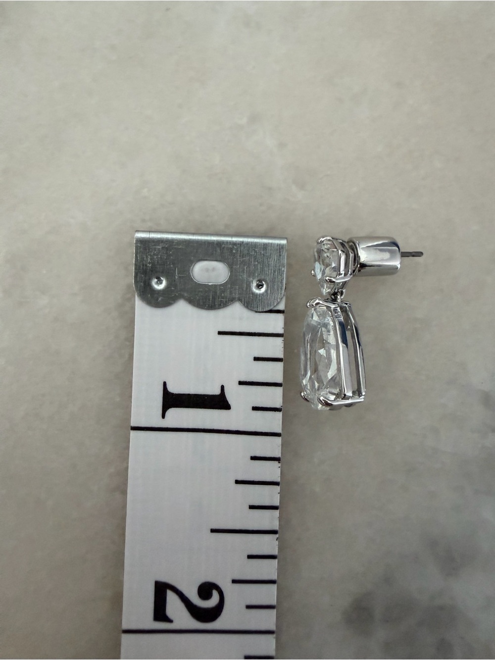 Swarovski Clear Crystal Pear Drop Earrings Silver Tone - Picture 2 of 2